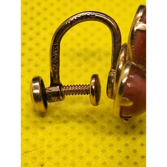 Amco 14kgf cats eye screwback earrings excellent estate find - Picture 3 of 7